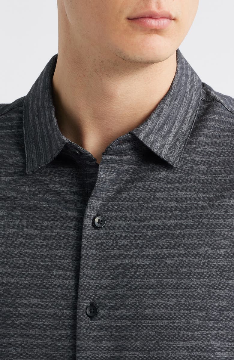 Robert Barakett Ranger Short Sleeve Knit Button-Up Shirt, Alternate, color, Black