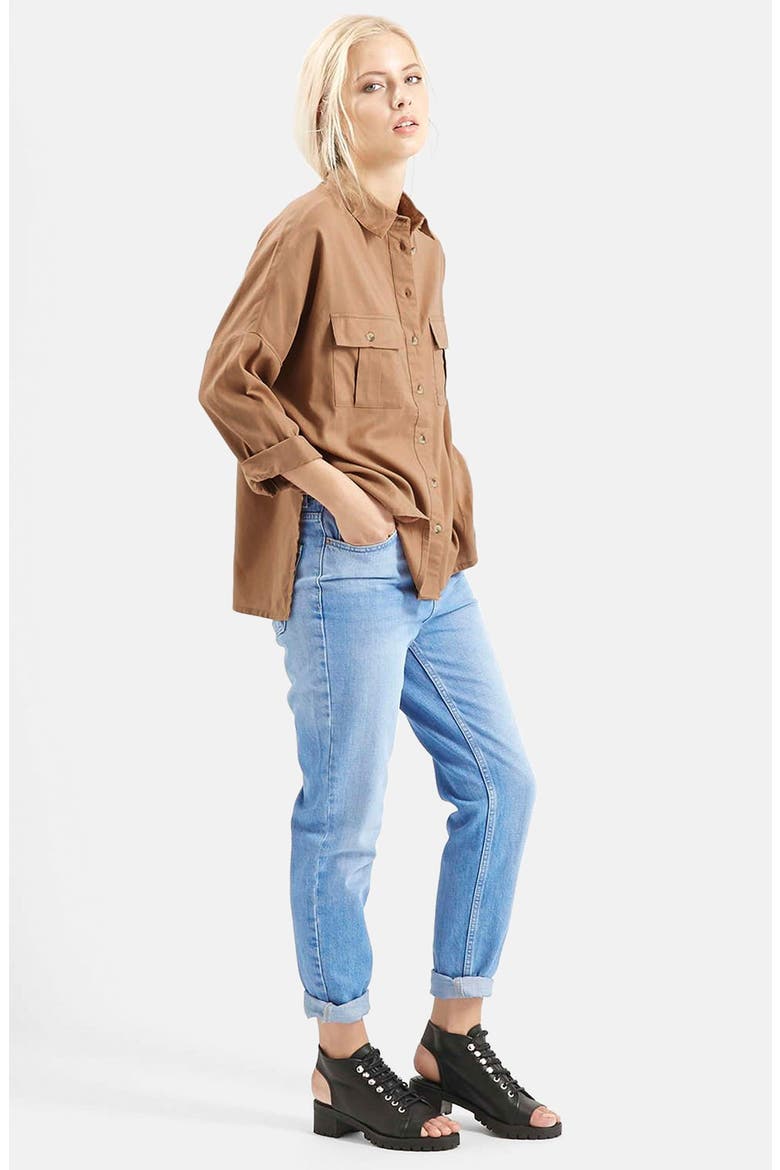 Oversize Lightweight Chambray Shirt, Alternate, color, NUDE