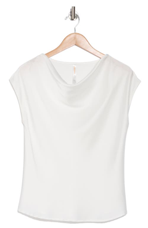Renee C Cowl Neck Cap Sleeve Satin Top