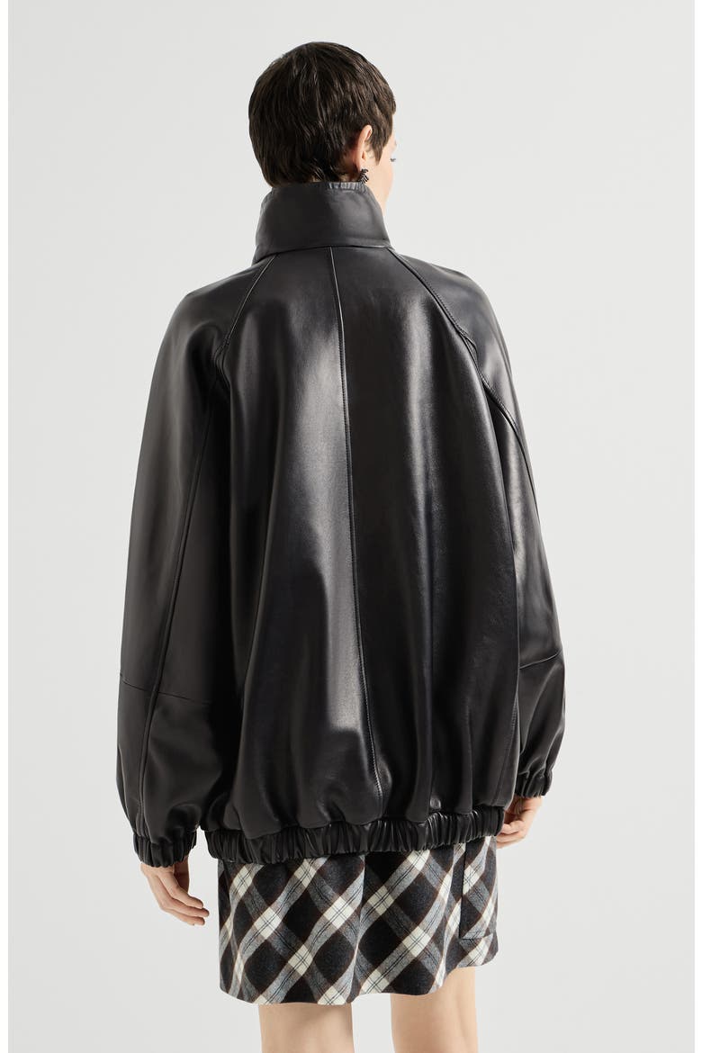 Nappa leather bomber jacket with monili, Alternate, color, Black