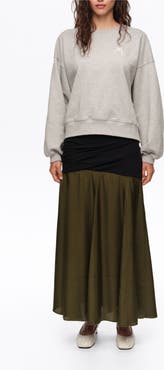 BIMBA Y LOLA Mixed-Fabric A-Line Midi Skirt