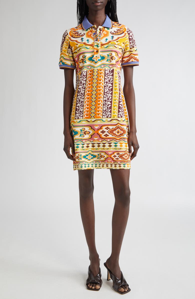 Etro Geo Floral Piqué Polo Minidress, Main, color, Printed Yellow Base