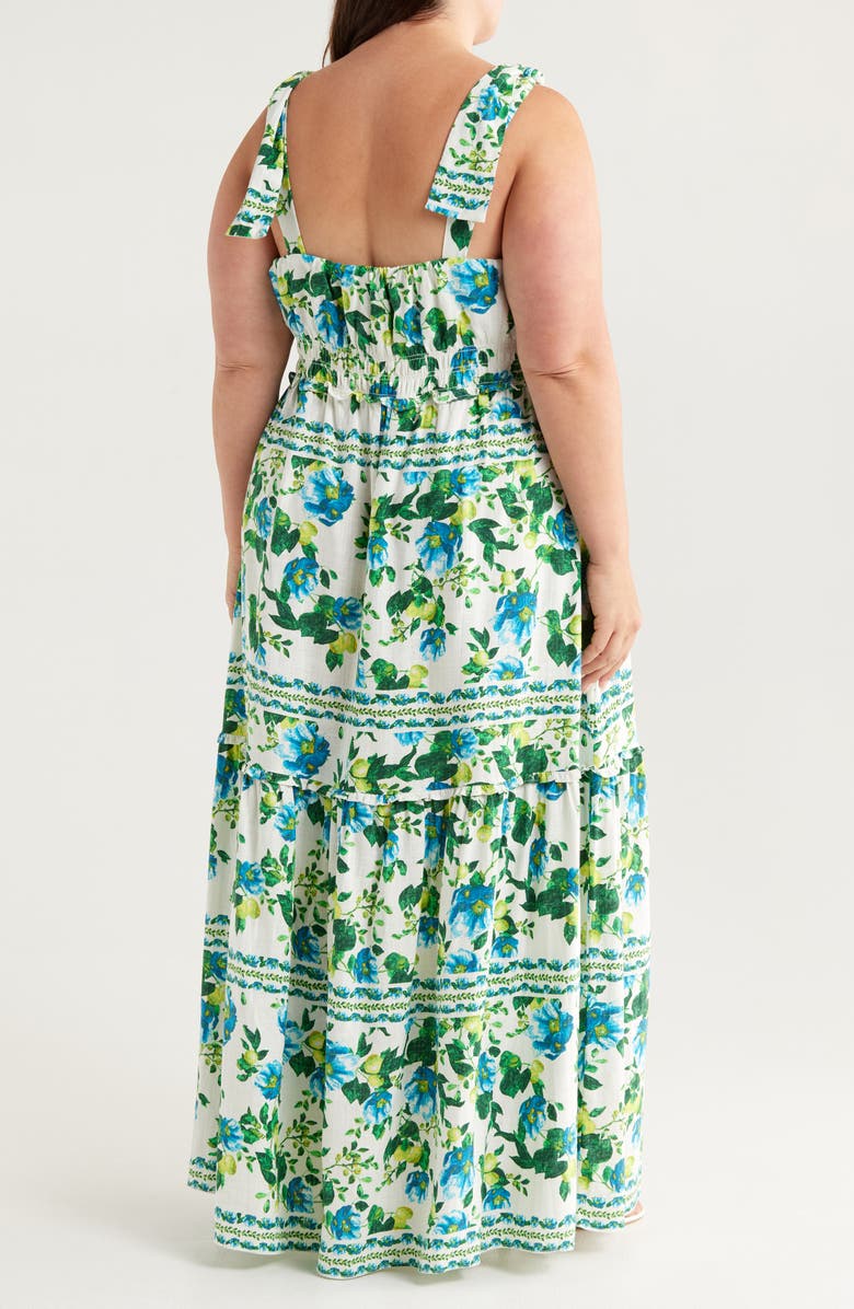 Chelsea28 Floral Print Tie Strap Maxi Sundress, Alternate, color, Ivory- Blue Sweet Fruit Border