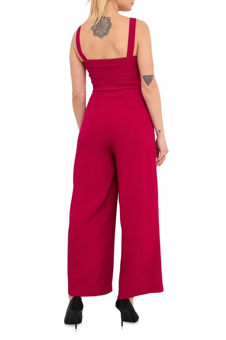 Plissé Cutout Wide Leg Jumpsuit, Alternate, color, VIOLET