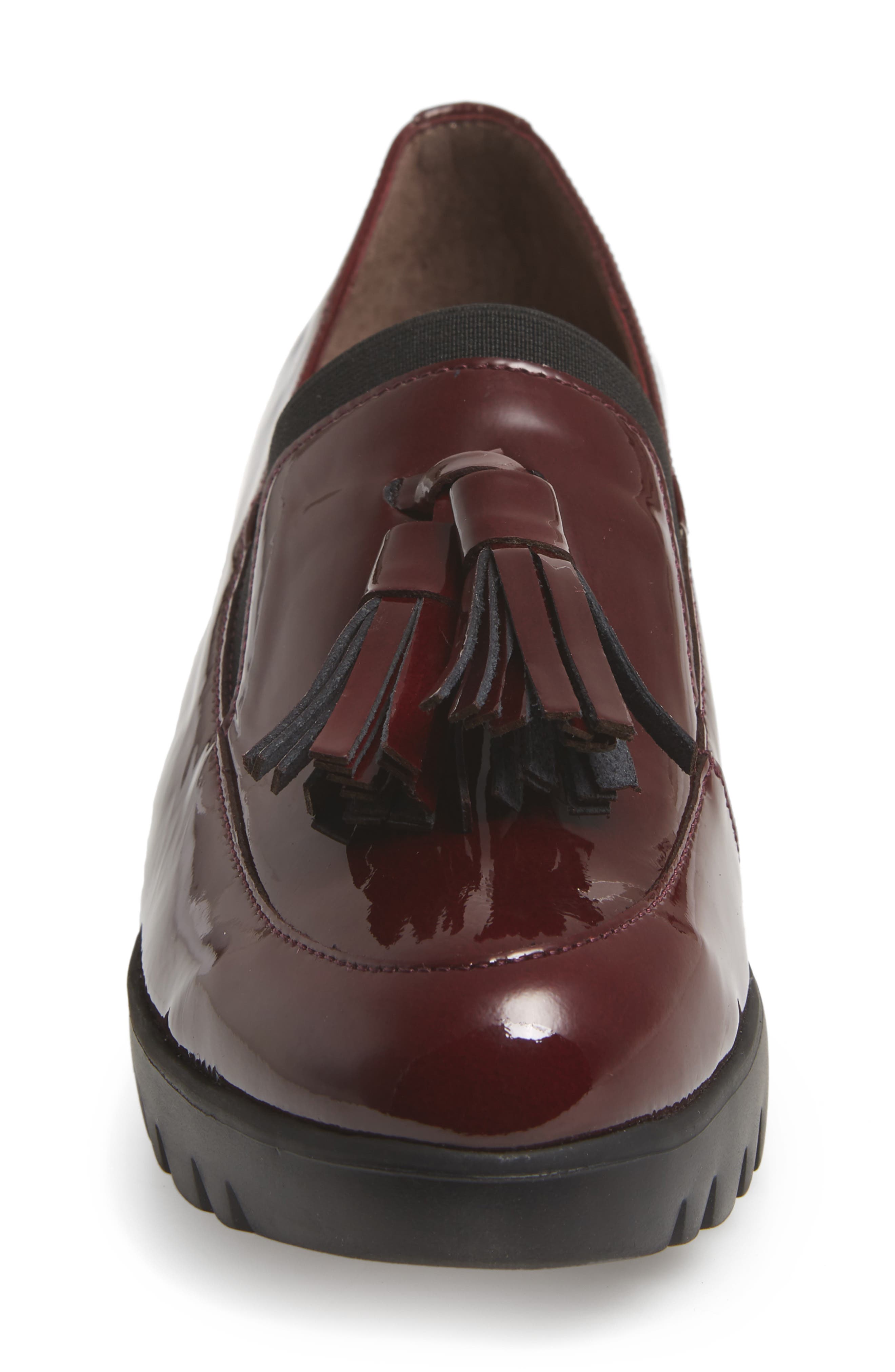 Wonders Talla Loafer Wedge, Alternate, color, Burgundy Patent Leather