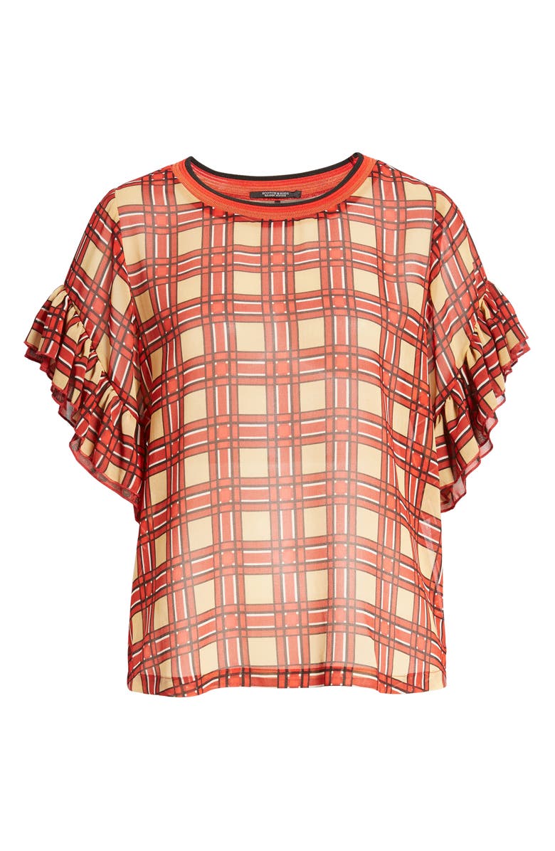 Scotch & Soda Mix Print Ruffle Sleeve Top, Alternate, color, 