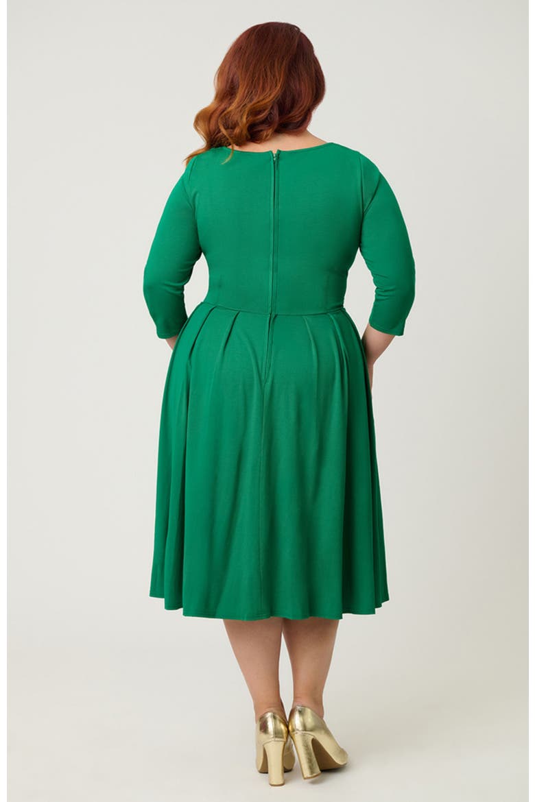 Plus Size 1950s Front Twist Swing Dress, Alternate, color, Solid Green