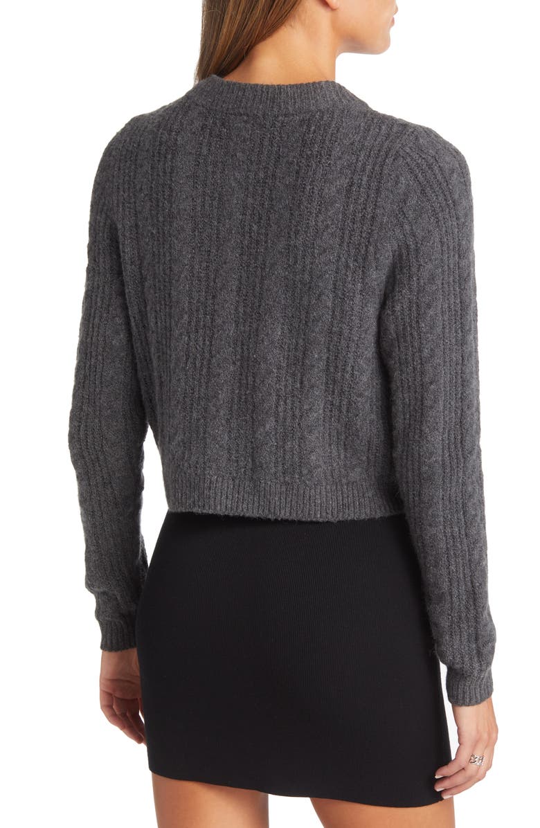 Open Edit Cable Knit Crop Cardigan, Alternate, color,
