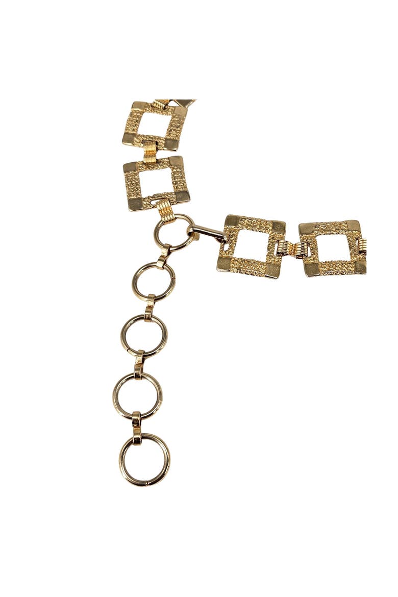 Vintage 1970s Square Link Goldtone chain Belt, Alternate, color, Gold
