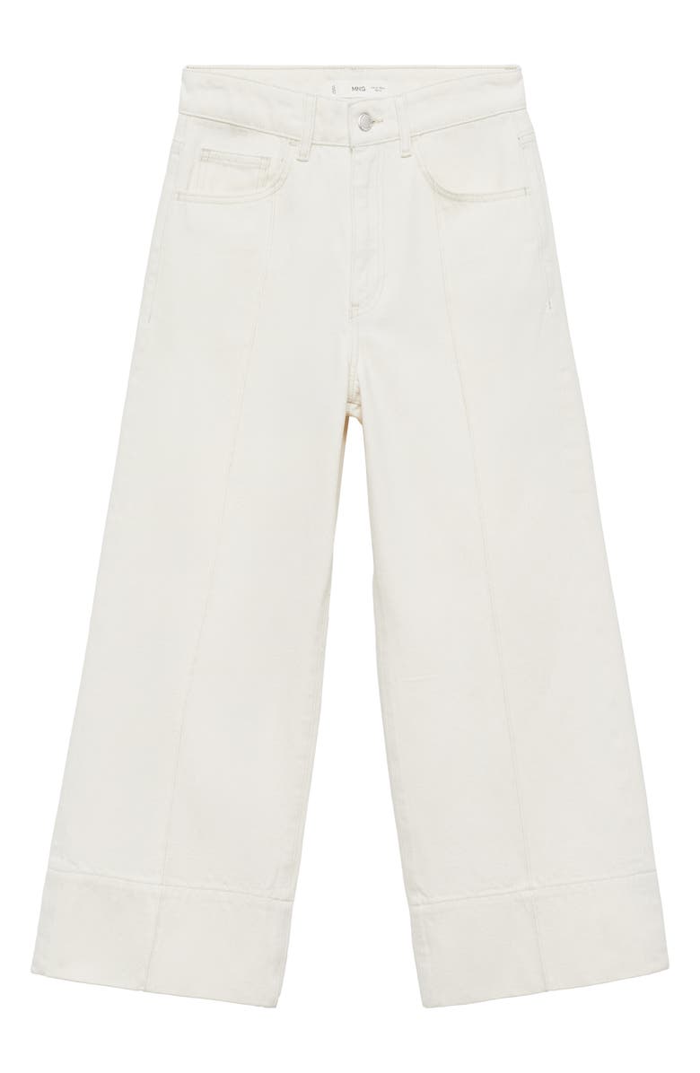 MANGO Seamed Crop Wide Leg Jeans, Alternate, color, Ecru