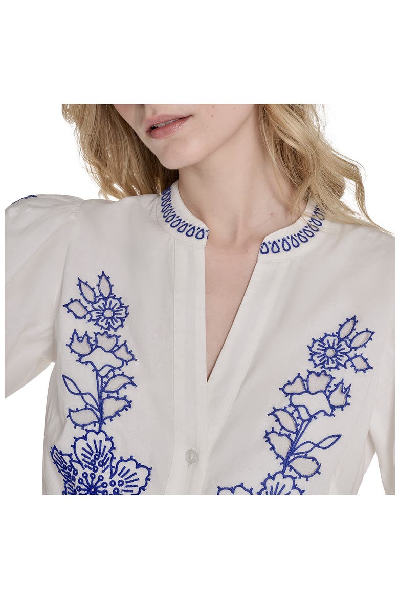 Embroidered Puff Sleeve Cotton Shirtdress, Alternate, color, IYE