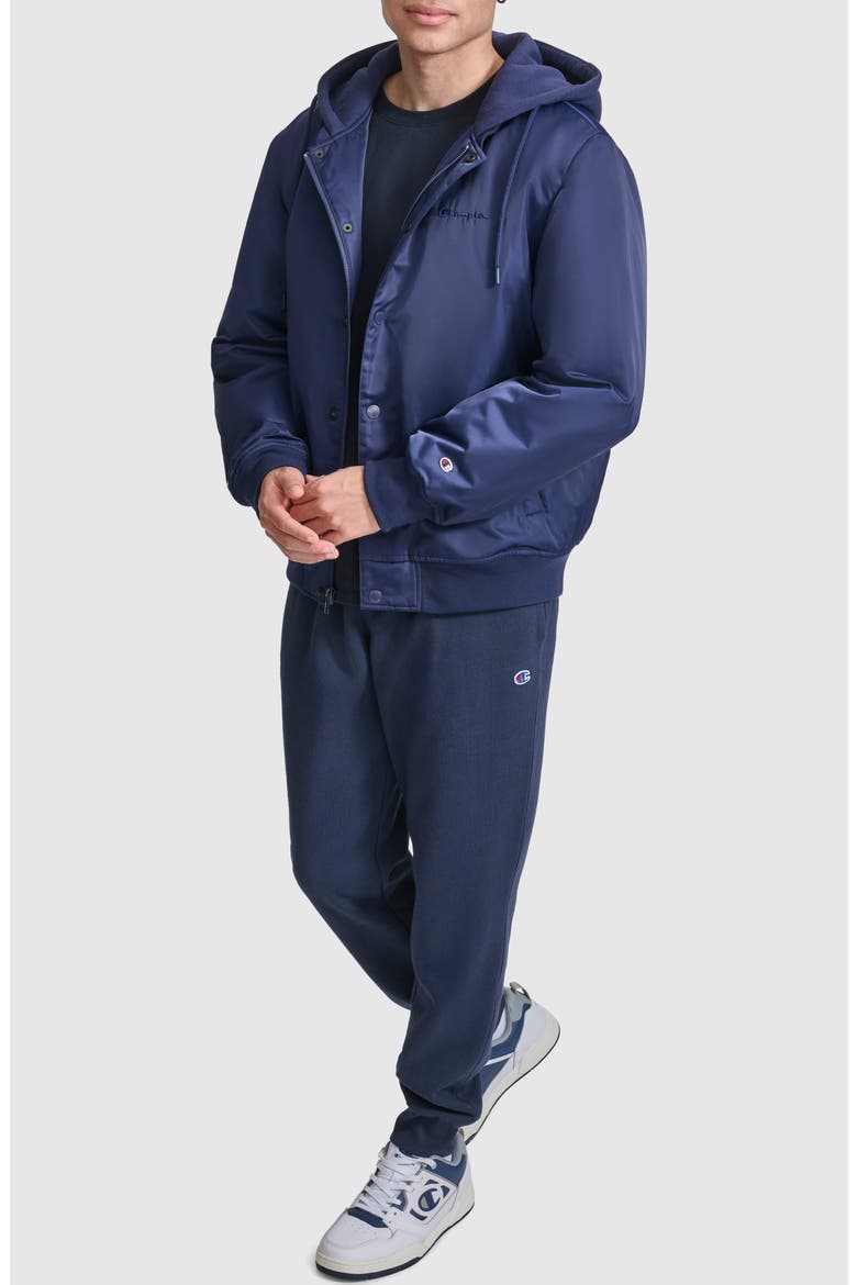 Water Resistant Hooded Bomber Jacket, Alternate, color, PEACOAT