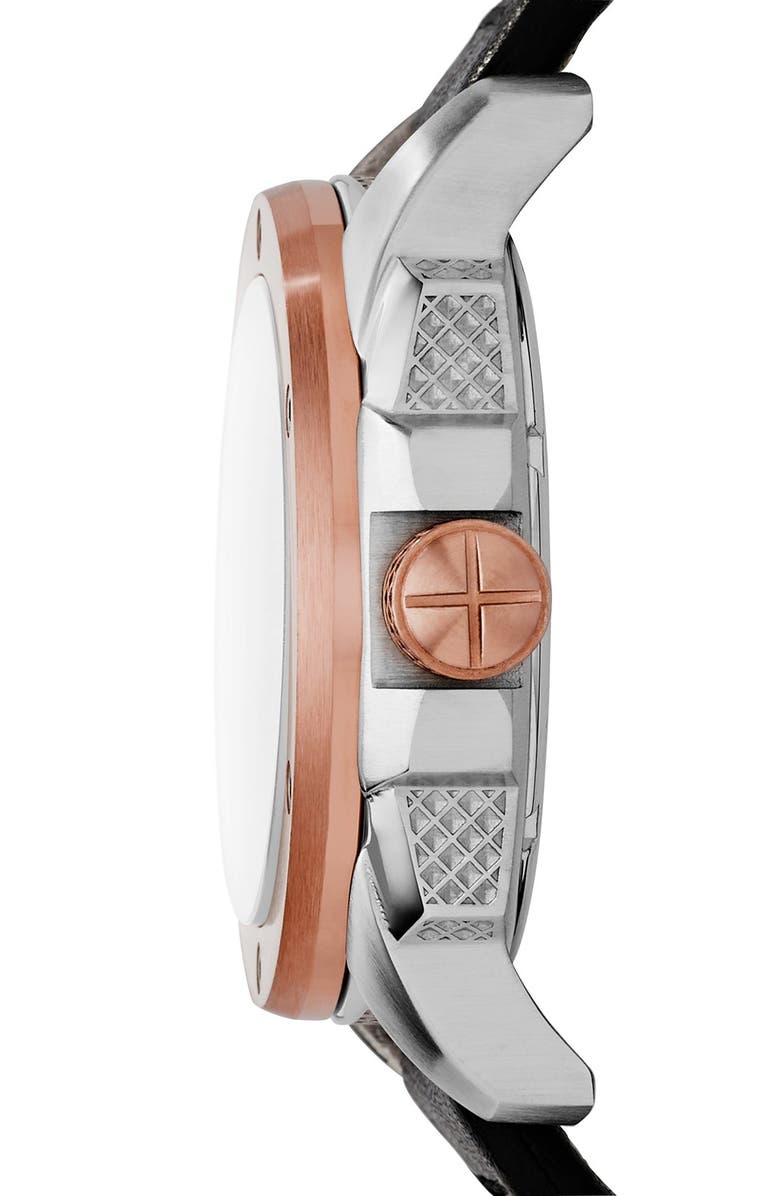 Fossil 'Modern Machine' Skeleton Dial Leather Strap Watch, 50mm, Alternate, color, 