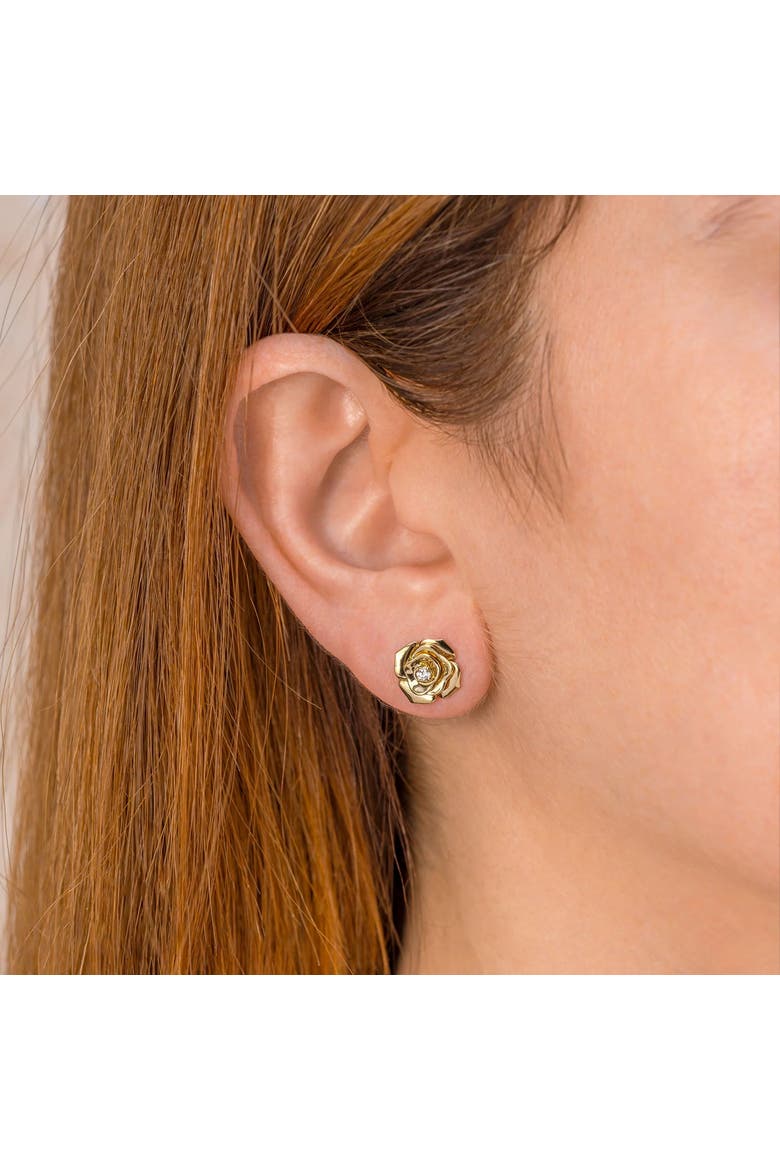Diamond Flower Stud Earrings 14K, Alternate, color, 0.08ct/Yellow Gold