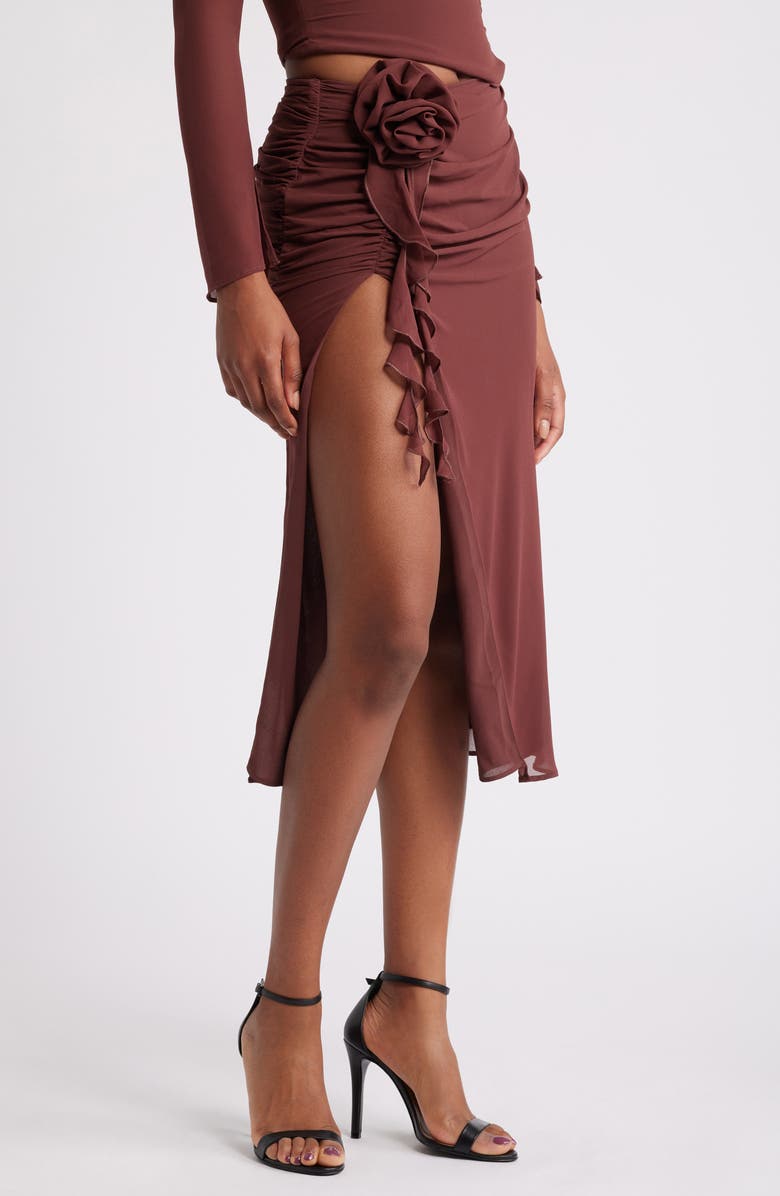 Mistress Rocks Lace Trim Stretch Satin Miniskirt, Alternate, color, Sangria