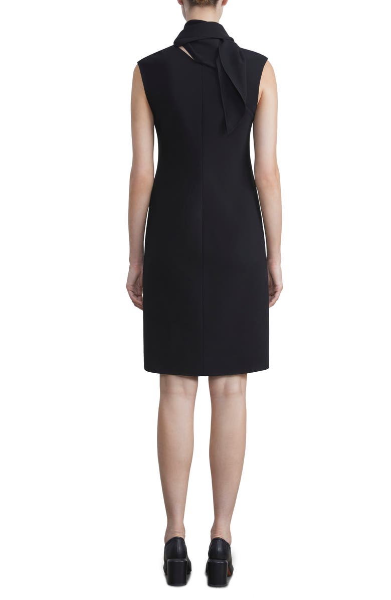 Lafayette 148 New York Scarf Detail Sleeveless Crepe Sheath Dress, Alternate, color, 