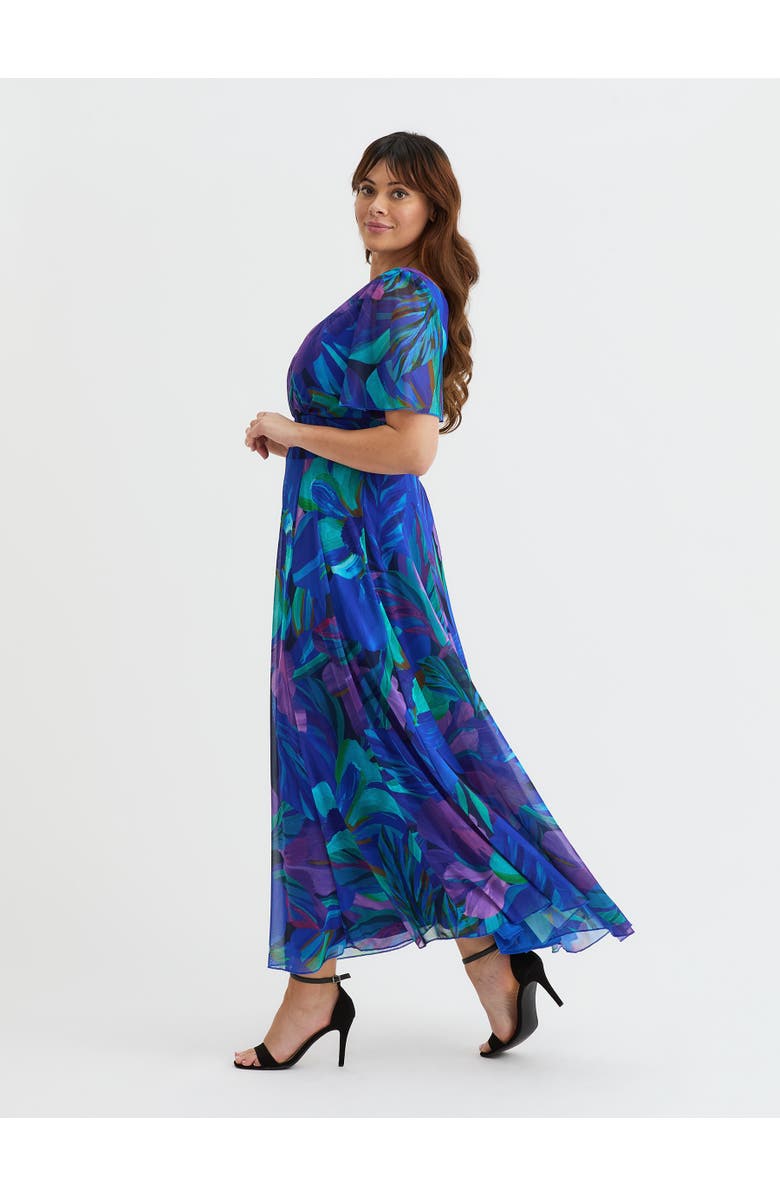 Scarlett & Jo Isabelle Floral Angel Sleeve Maxi Dress, Alternate, color, Blue Purple Multi