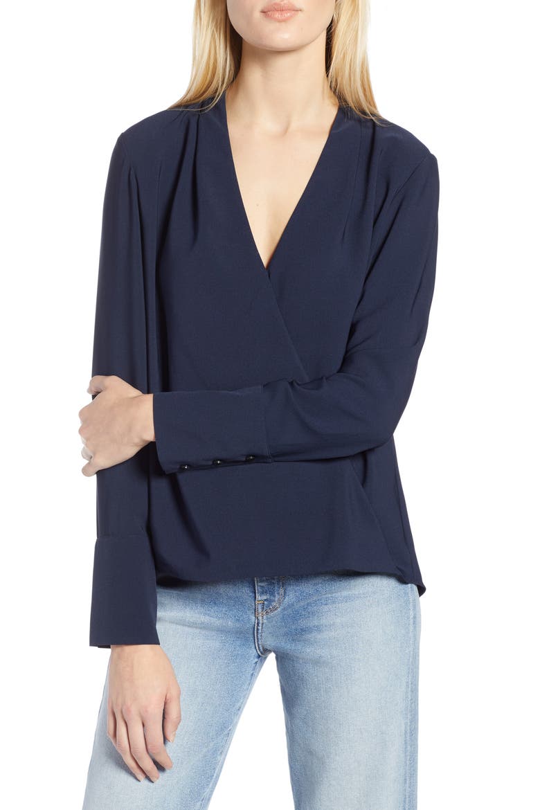 x Atlantic-Pacific Wrap Blouse, Main, color, NAVY BLAZER