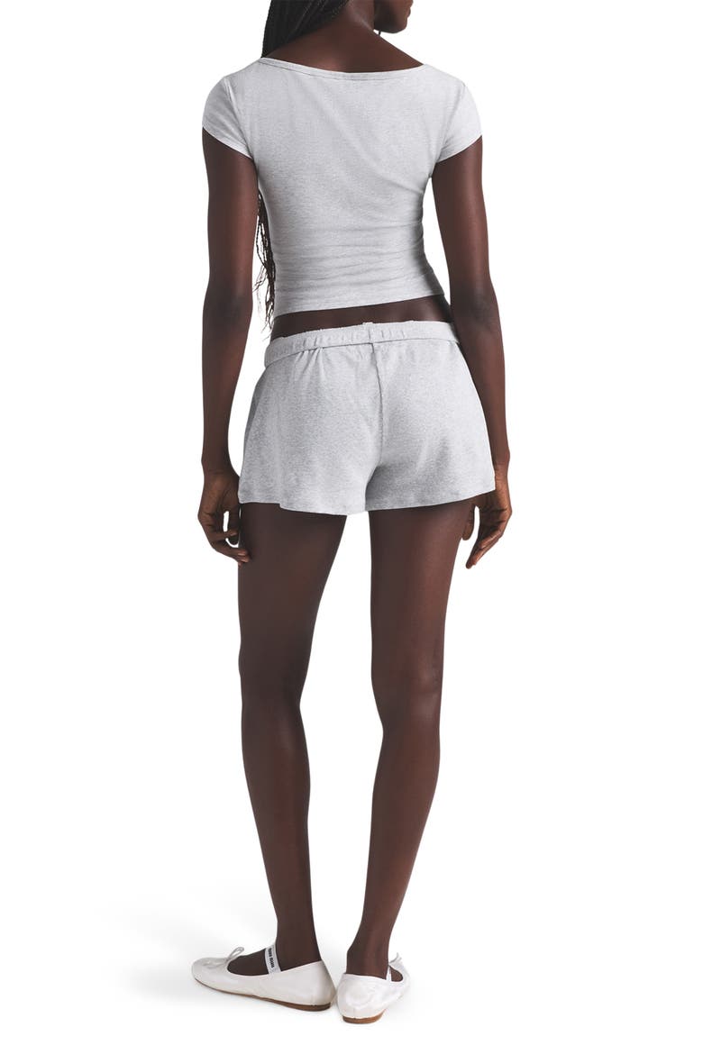 Stretch Cotton Rib Loose Shorts, Alternate, color, LIGHT HEATHER GREY