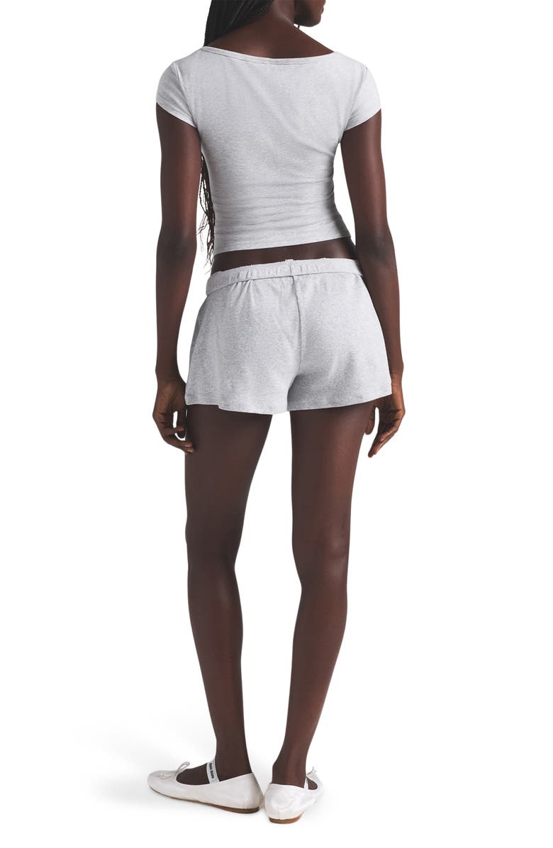 SKIMS Stretch Cotton Rib Loose Shorts, Alternate, color, Light Heather Grey