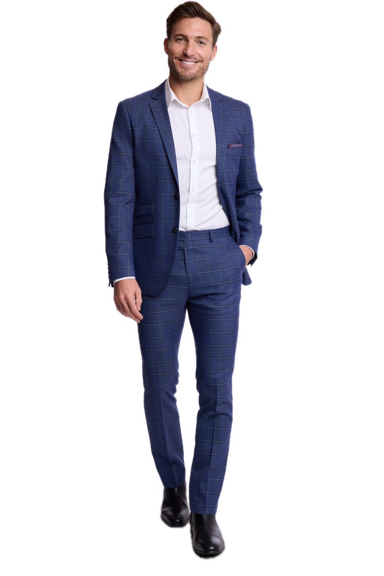 Downing Slim Fit Windowpane Suit Separate Pants, Alternate, color, DARK BLUE WINDOWPANE