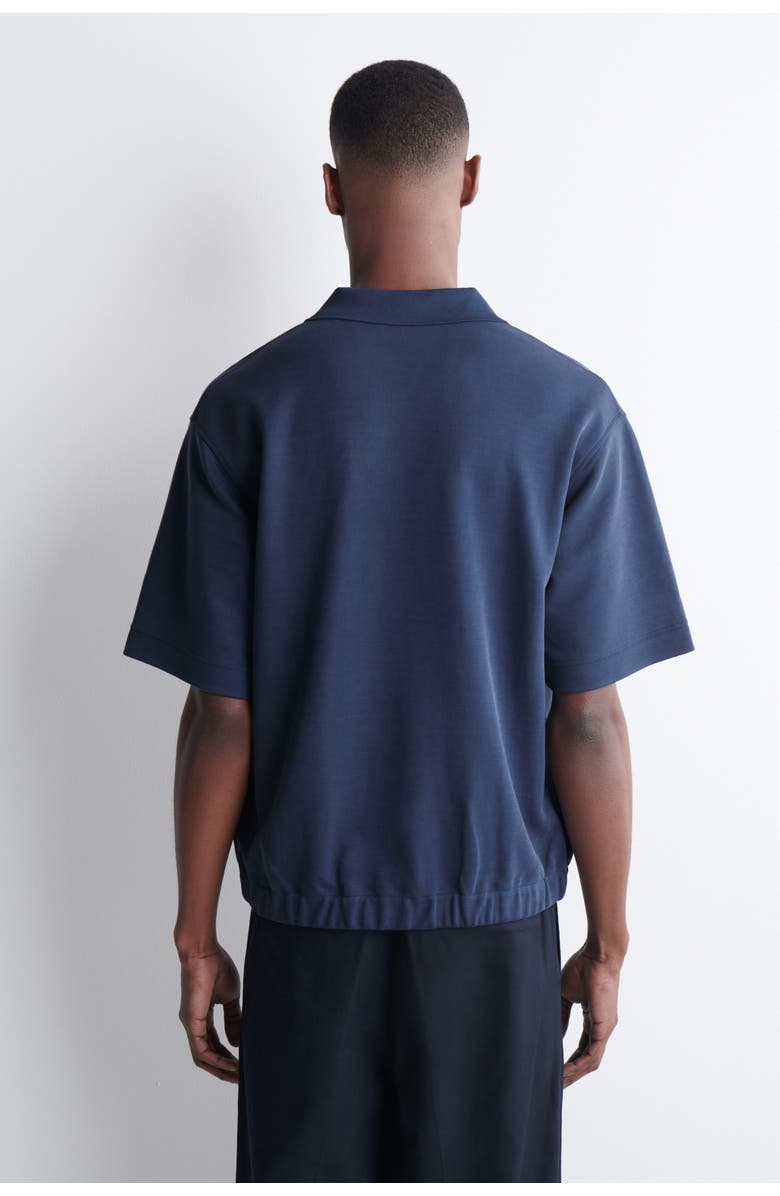 COS Jersey-Bonded Cotton-Twill Polo Shirt, Alternate, color, Navy