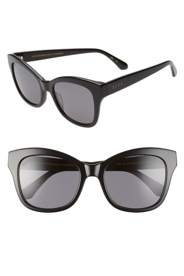 Skylar 55mm Cat Eye Sunglasses, Main, color, BLACK/ GREY