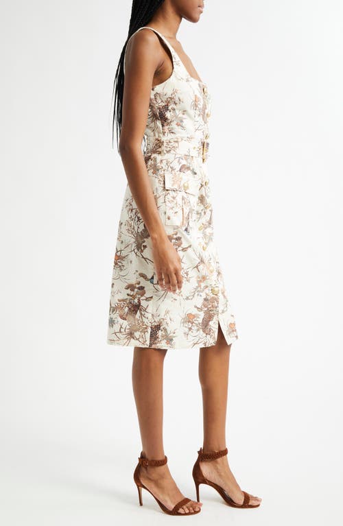 Shop L Agence L'agence Idy Jungle Print Belted Dress In Ecru Multi Tapestry Jungle