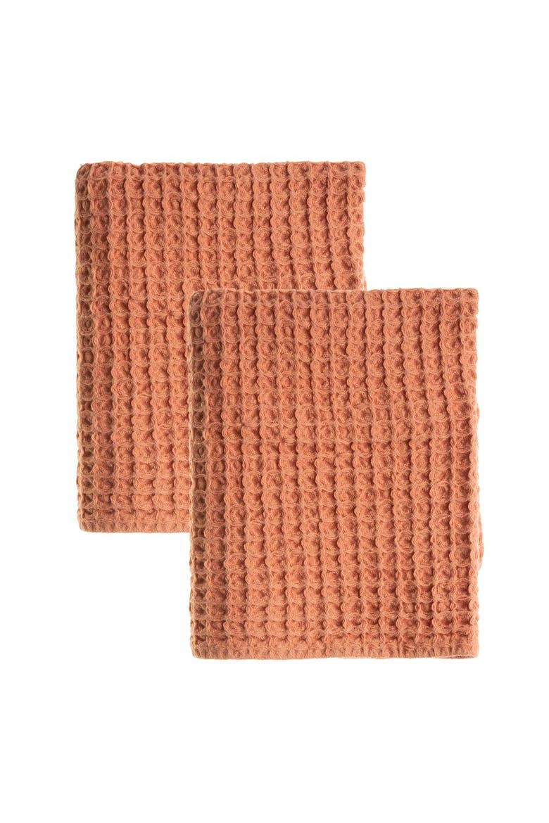 Waffle Turkish Cotton Kitchen & Guest Towel - Set of 2, Alternate, color, Terracotta