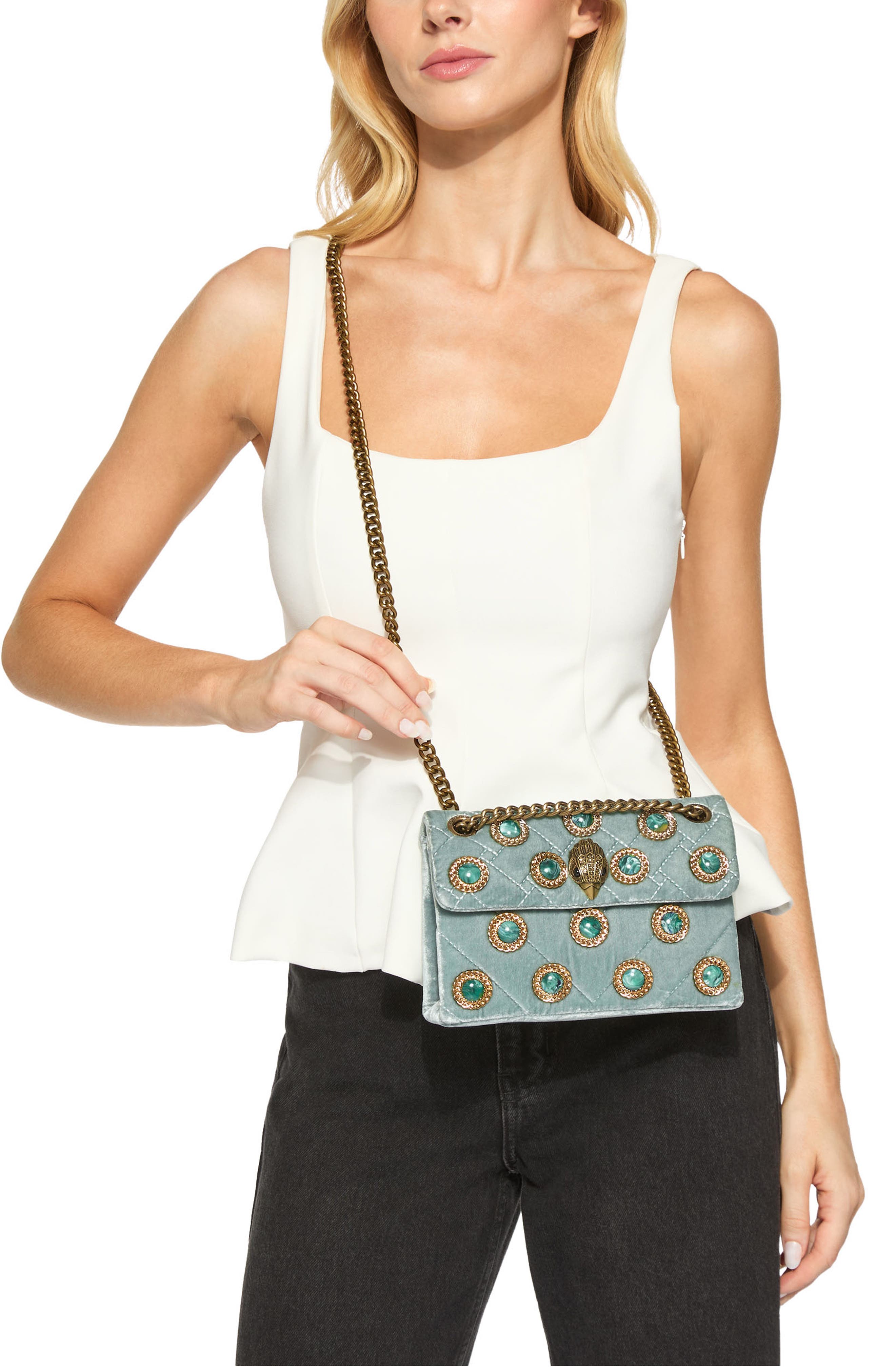 Kurt Geiger London Mini Kensington Velvet Crossbody Bag, Alternate, color, 