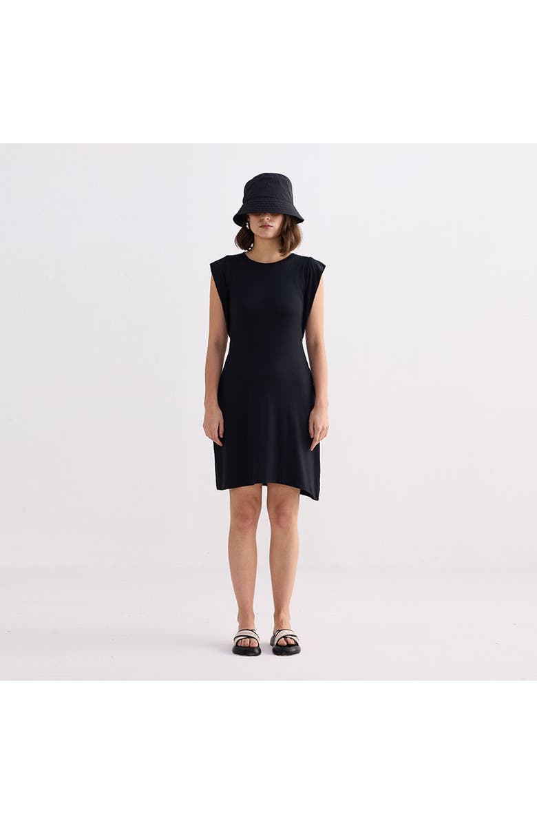 Reistor Muscle Tee Short Dress in Black, Alternate, color, Solid