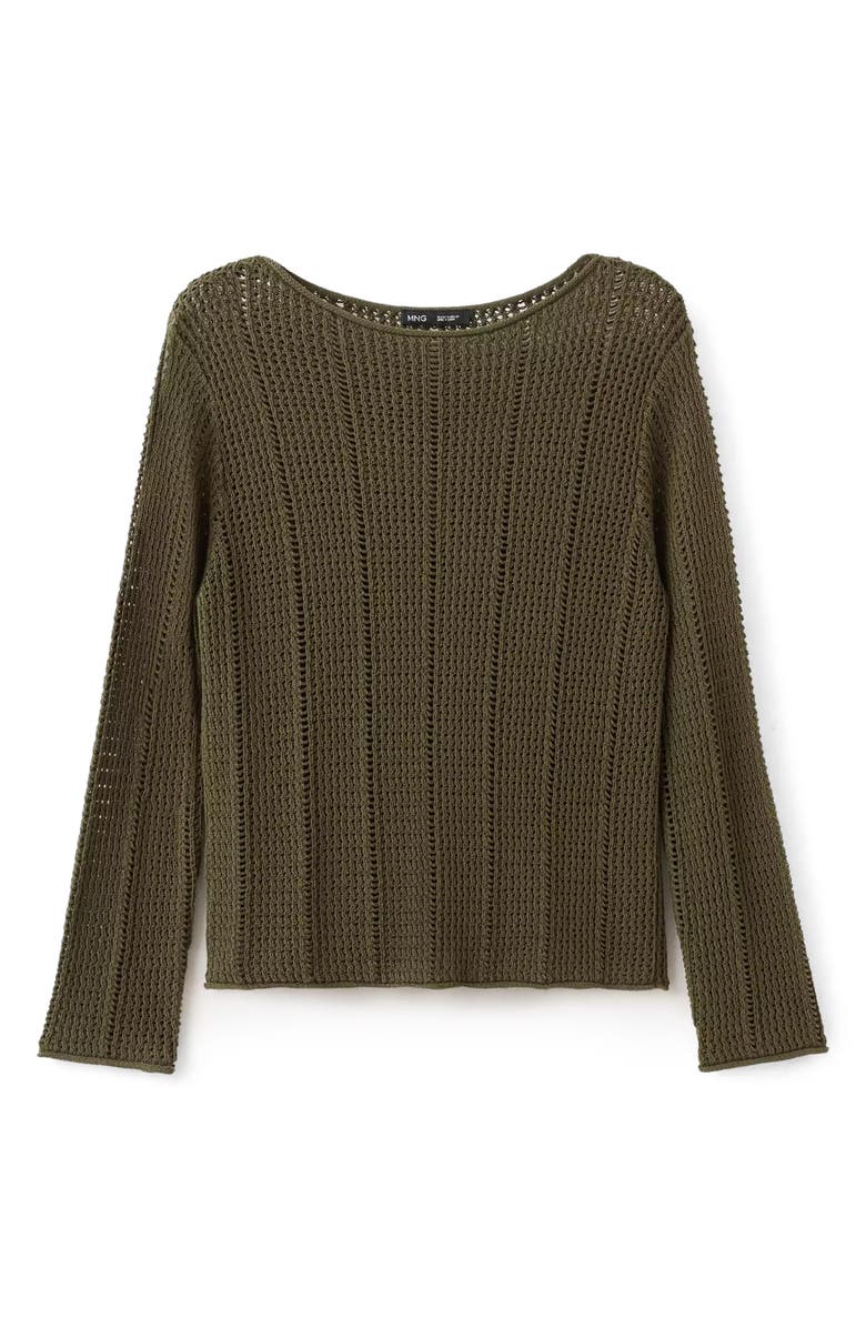 MANGO Open Stitch Sweater, Alternate, color, Khaki Green