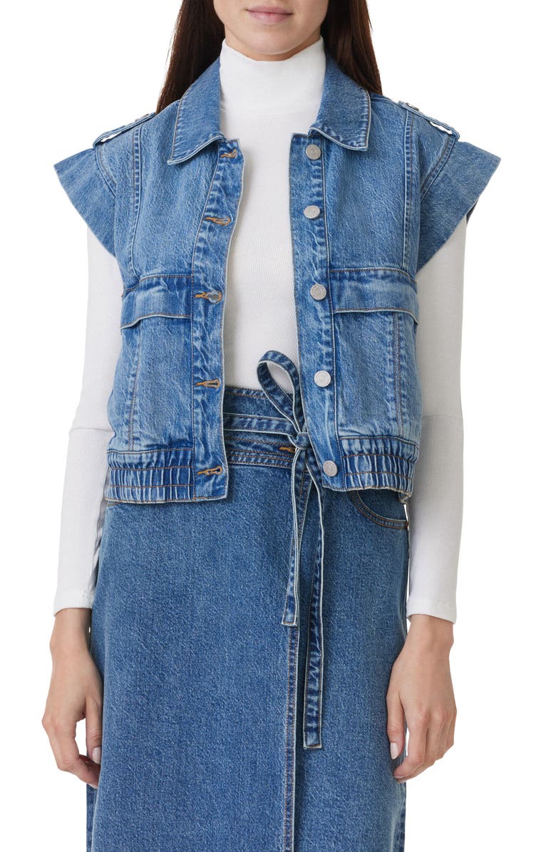 Habitual Extended Shoulder Denim Utility Vest, Main, color, 