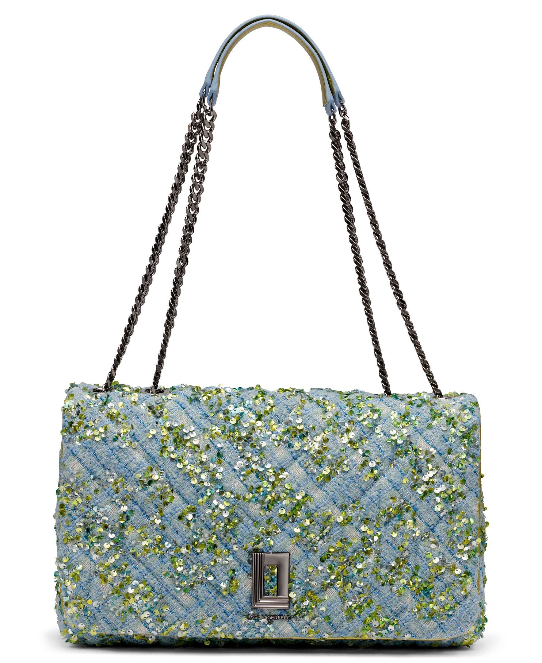 KARL LAGERFELD PARIS Lafayette Shoulder, Main, color, Blue Aura Sequin