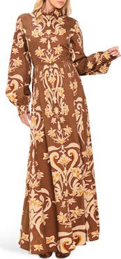 FLYING TOMATO Long Sleeve Cotton Maxi Shirtdress