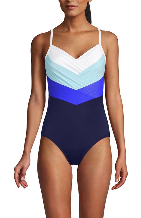Slender Suit V-neck Pleated X-back One Piece Swimsuit Adjustable Straps
