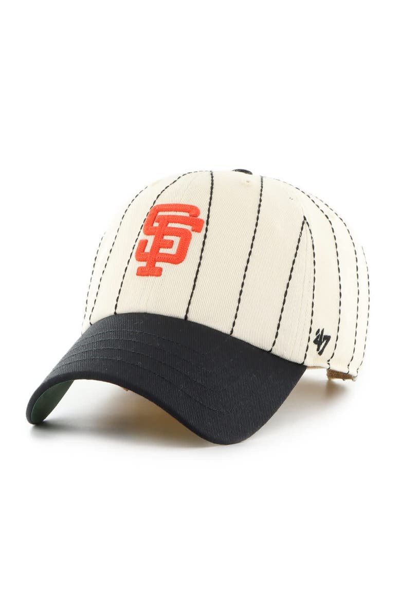 '47 Men's '47 x Rawlings Natural/Black San Francisco Giants Pinstripe Clean Up Adjustable Hat, Alternate, color, Natural