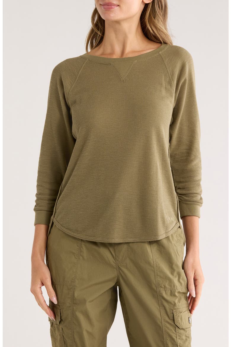 Slub Waffle High-Low T-Shirt, Main, color, UTILITY GREEN