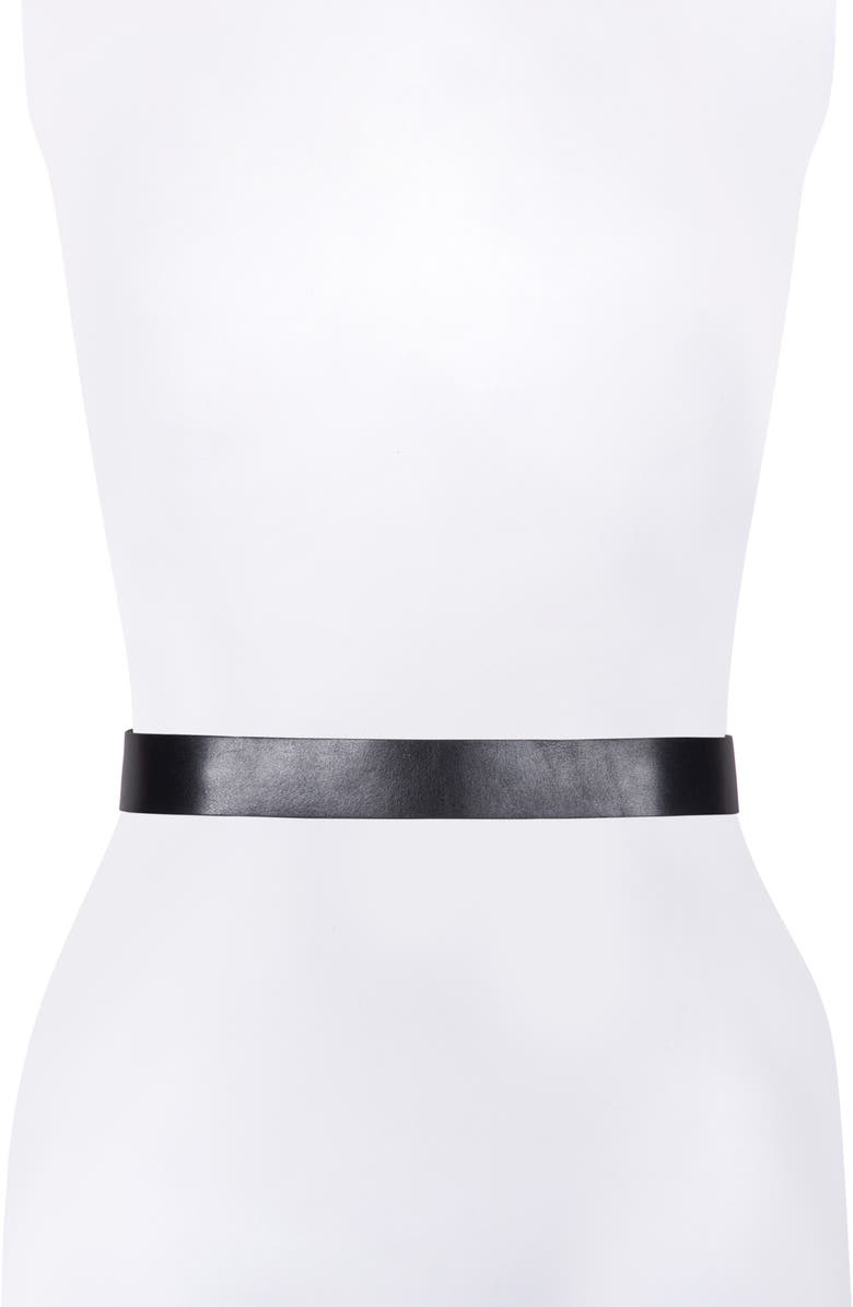 AllSaints Leather Belt, Alternate, color, Black / Warm Brass