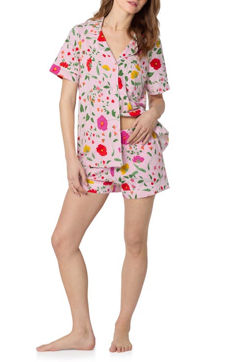 Print Stretch Organic Cotton Short Pajamas