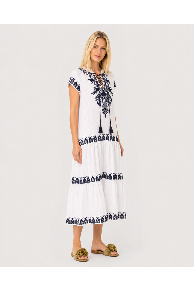 Coralie Dress, Alternate, color, White & Navy
