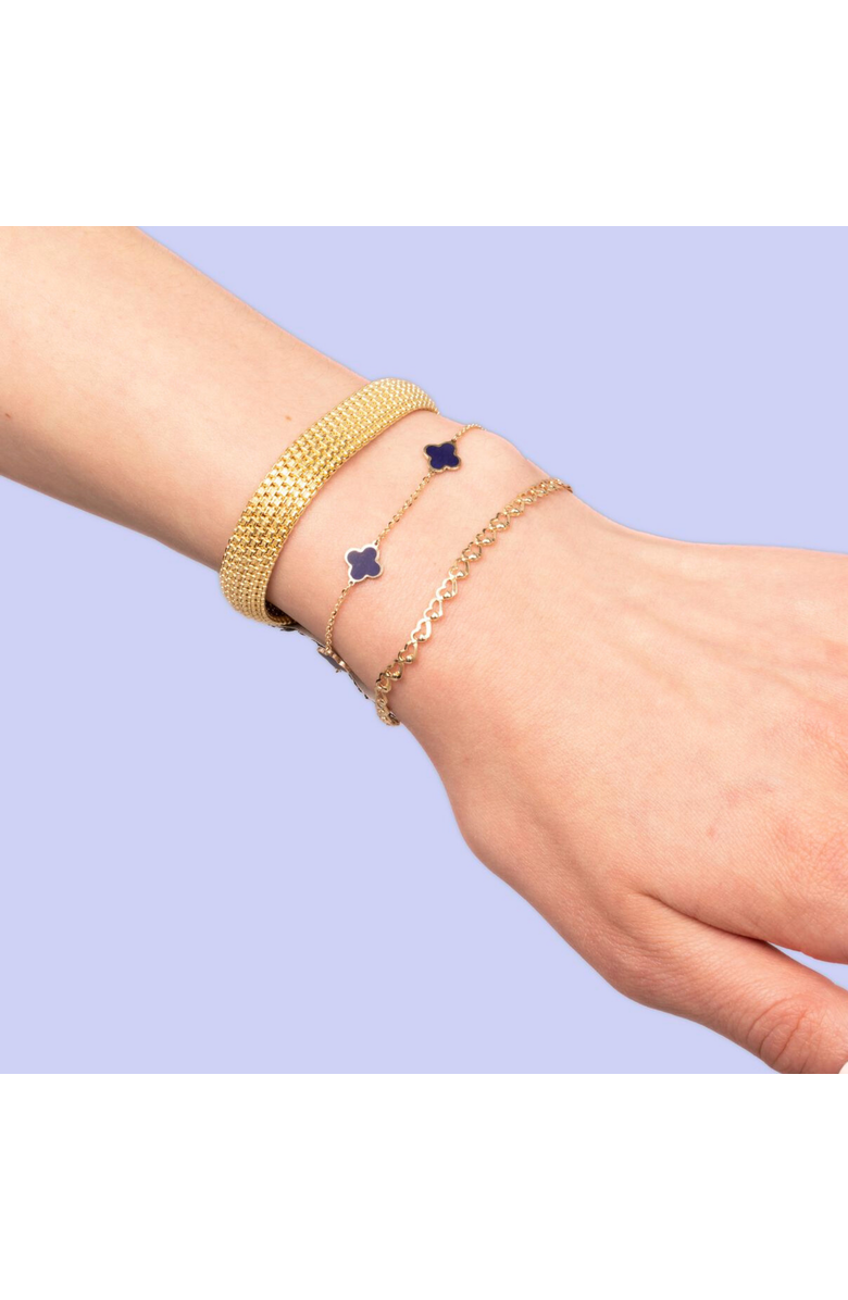 The Lovery Fine Jewelry Mini Lapis Clover Bracelet, Alternate, color, Lapis