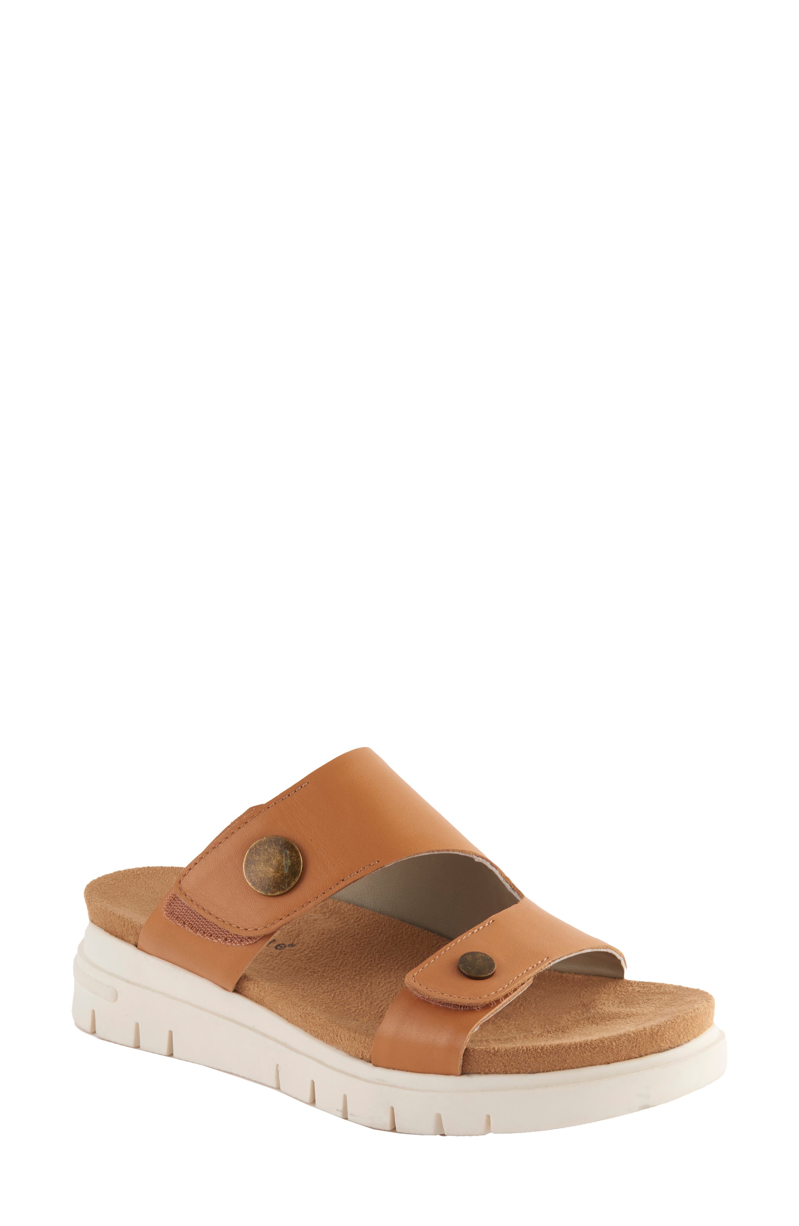 Elena Wedge Slide Sandal, Main, color, HONEY CALF