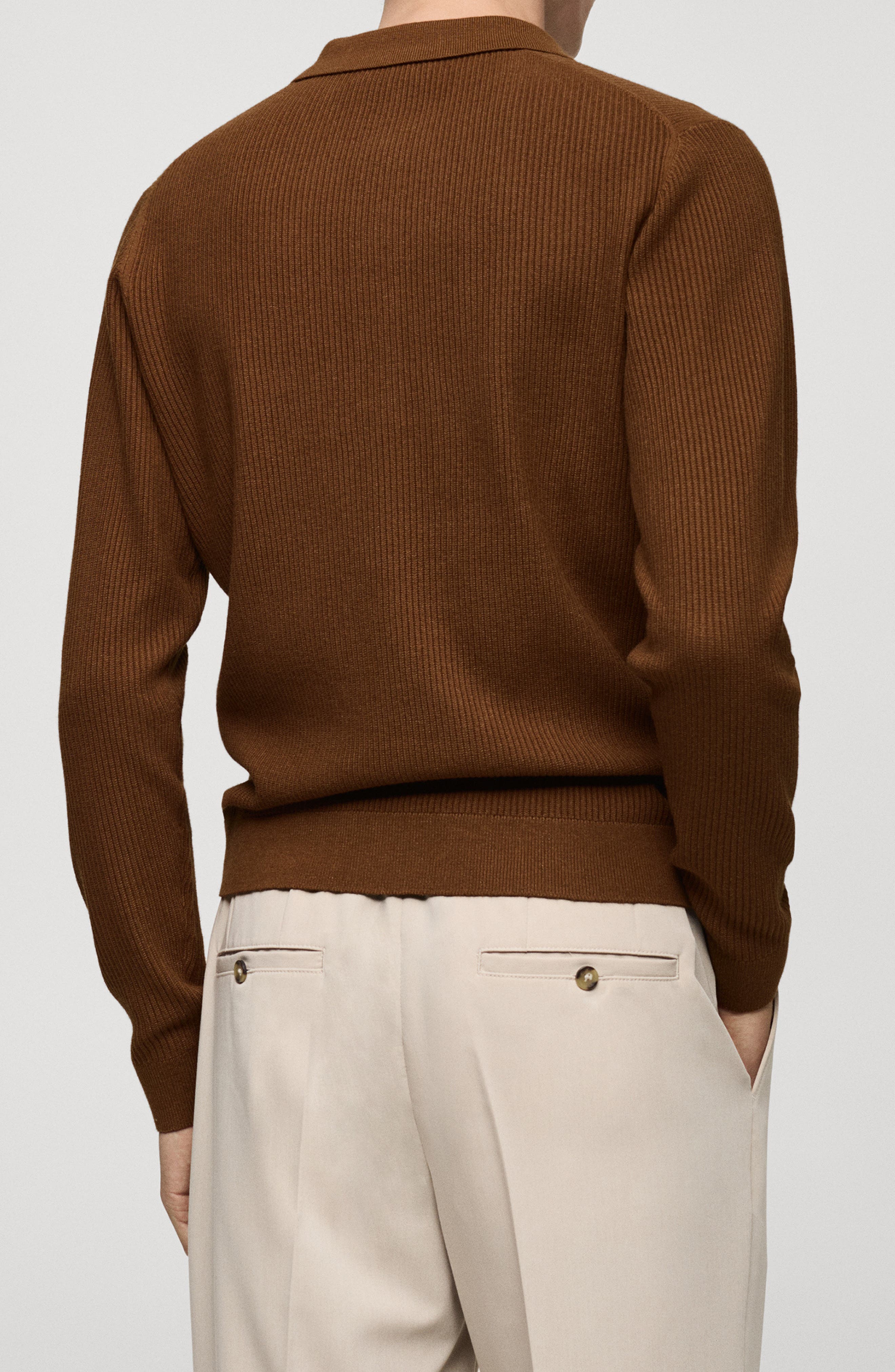 Rib Long Sleeve Polo - image 2