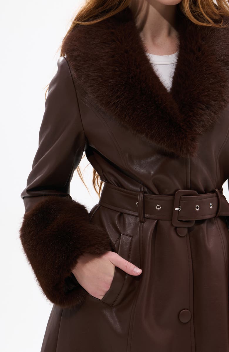 AZALEA WANG Kaya Faux Leather & Faux Fur Coat, Alternate, color, 