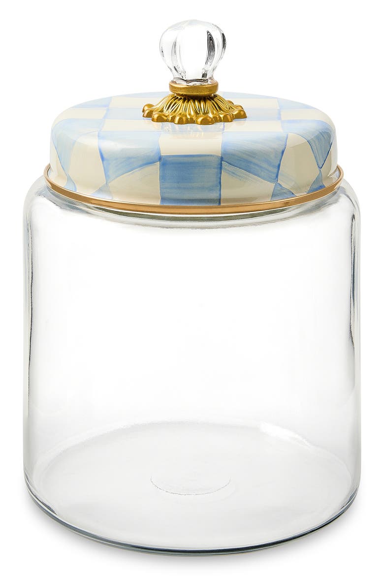 Sky Violet Check Large Kitchen Canister, Main, color, SKY CHECK