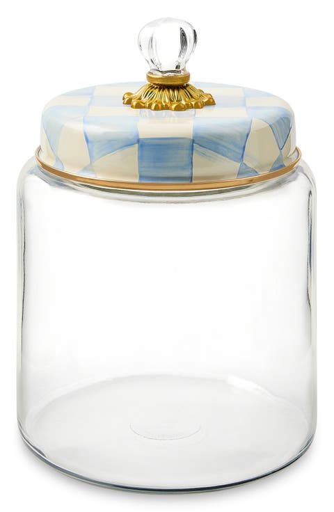Sky Violet Check Large Kitchen Canister
