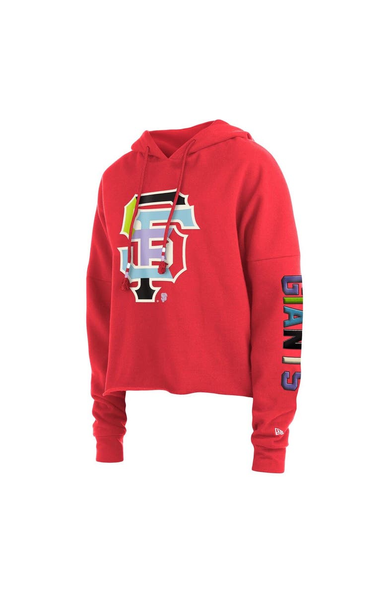 New Era Women's New Era Red San Francisco Giants Fashion High Hip Pullover Hoodie, Alternate, color, Coral