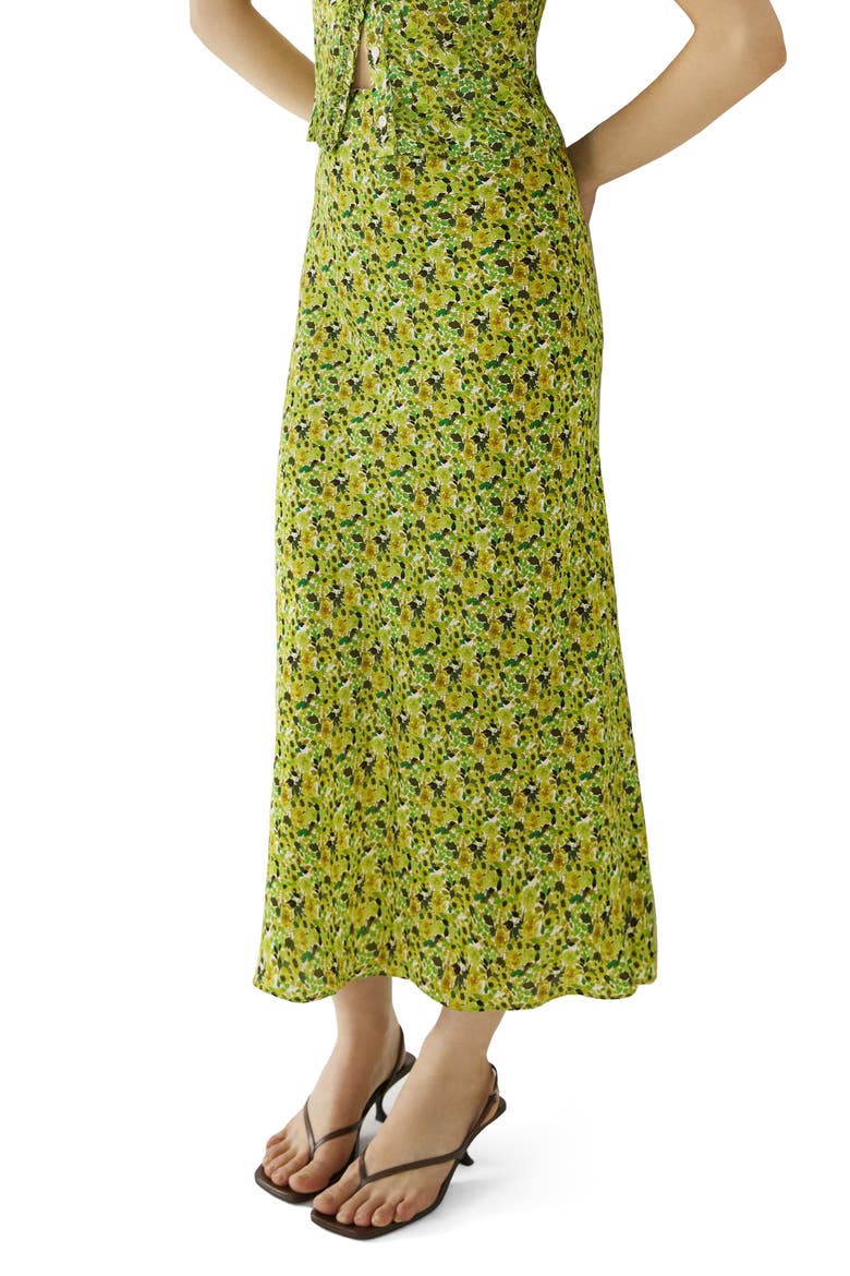 The Gwen Floral Satin Skirt, Alternate, color, GREEN MULTI FLORAL
