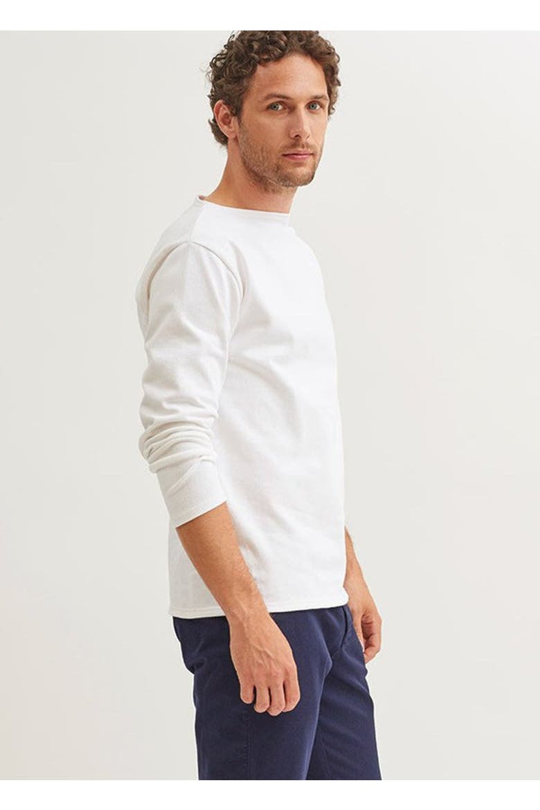GUILDO - Boat Neck Heavyweight Breton Shirt, Main, color, ecru
